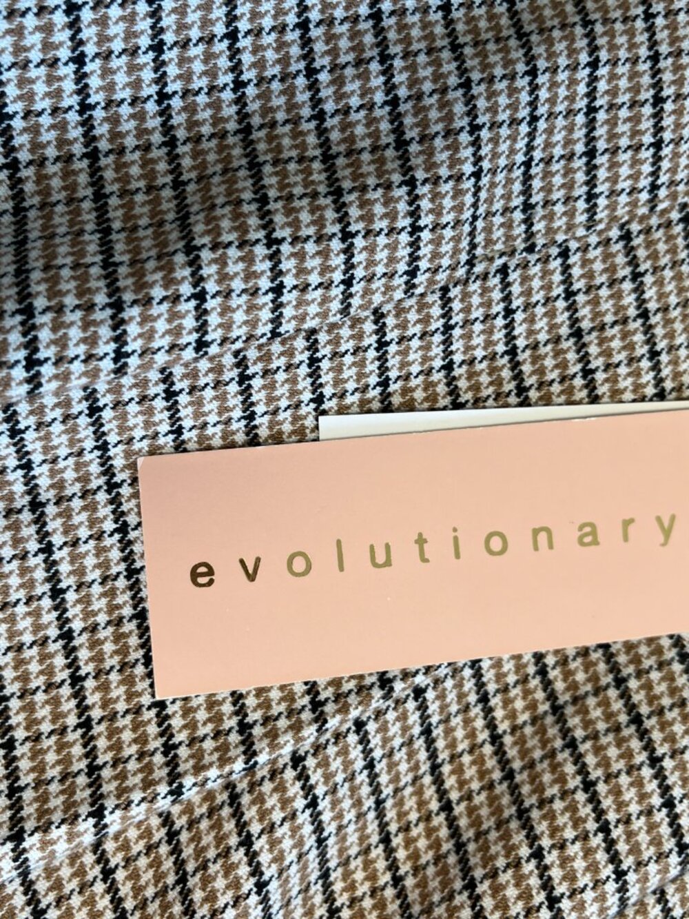 Evolutionary Plaid Pull On Mini Skirt Taupe Brown Houndstooth XL NWT Stretch - Picture 5 of 7